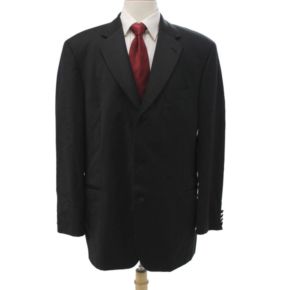 Hugo Boss Mens Three Button Wool Blazer Black Size 44